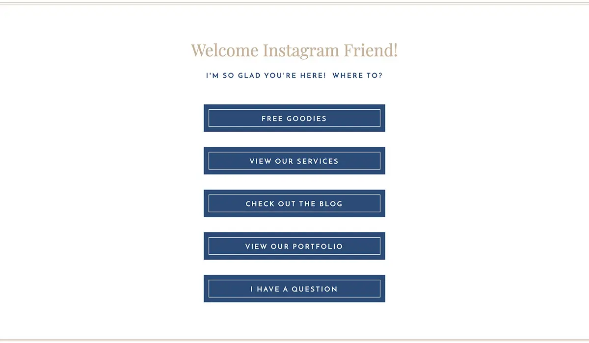 Simple Elegant Minimalist Instagram Landing Page Instagram TikTok Landing Page Link in Bio Website Canva Templates Instagram Website